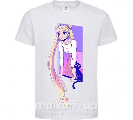 Детская футболка Sailor moon with the cat Белый фото