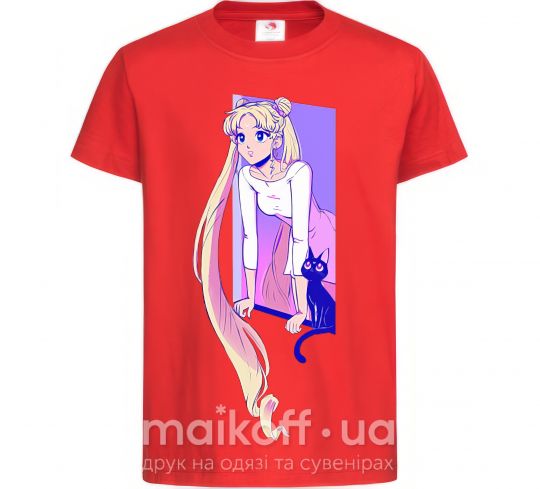 Дитяча футболка Sailor moon with the cat Червоний фото