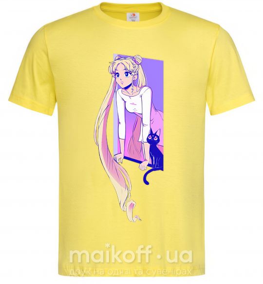 Мужская футболка Sailor moon with the cat Лимонный фото