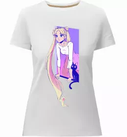 Жіноча преміум футболка Sailor moon бант Білий фото