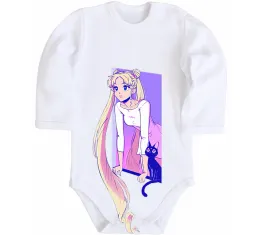 Дитячий бодік Sailor Moon black Білий фото