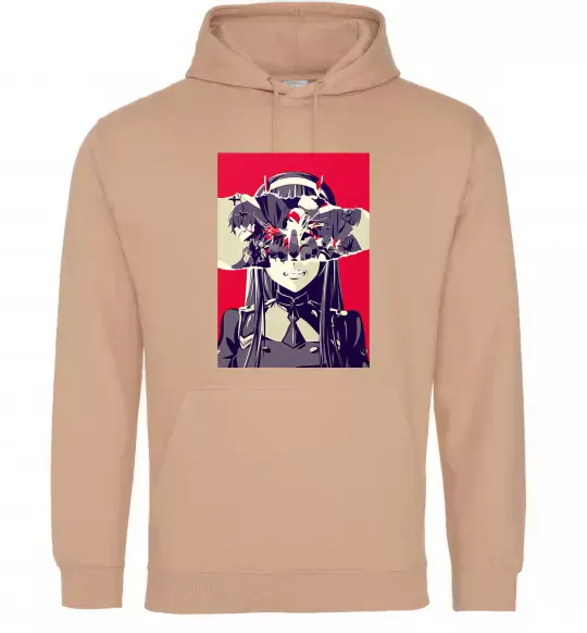 Мужская толстовка (худи) Darling in the Franxx poster Песочный фото