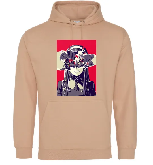 Женская толстовка (худи) Darling in the Franxx poster Песочный фото