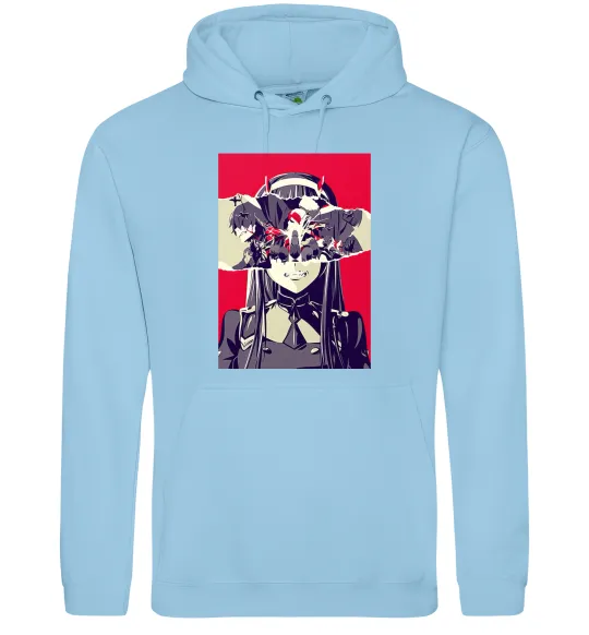 Женская толстовка (худи) Darling in the Franxx poster Голубой фото