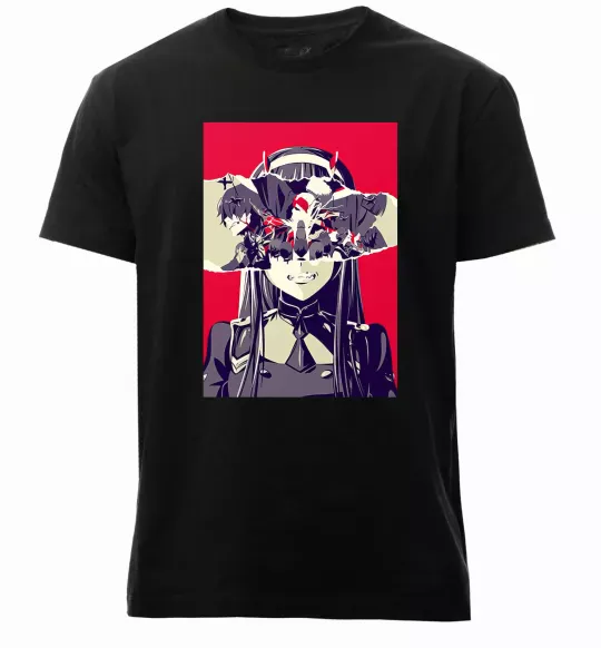 Чоловіча преміум футболка Darling in the Franxx poster Чорний фото