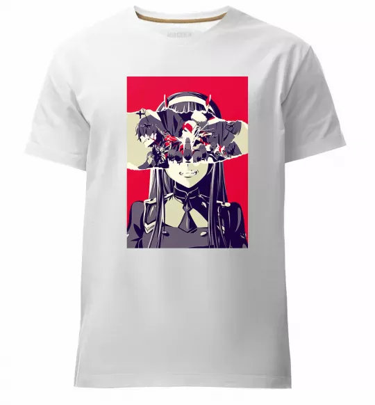 Чоловіча преміум футболка Darling in the Franxx poster Білий фото