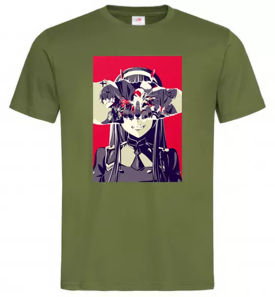 Мужская футболка Darling in the Franxx poster Оливковый фото