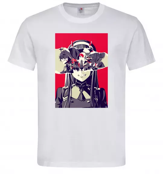 Мужская футболка Darling in the Franxx poster Белый фото