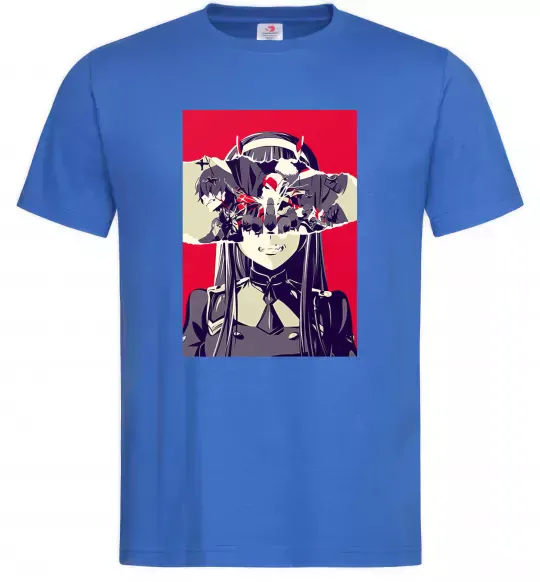 Мужская футболка Darling in the Franxx poster Ярко-синий фото