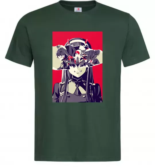 Мужская футболка Darling in the Franxx poster Темно-зеленый фото