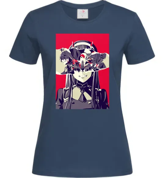 Женская футболка Darling in the Franxx poster Темно-синий фото