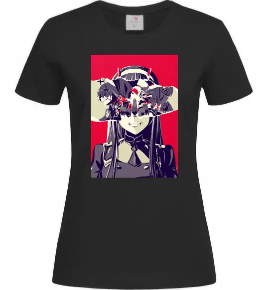 Женская футболка Darling in the Franxx poster Черный фото