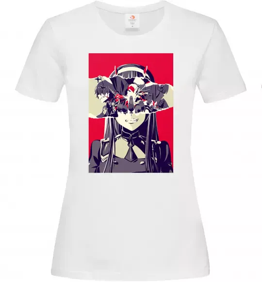 Женская футболка Darling in the Franxx poster Белый фото