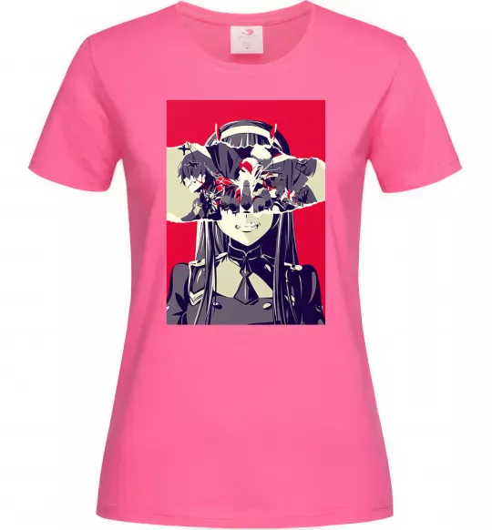 Женская футболка Darling in the Franxx poster Ярко-розовый фото