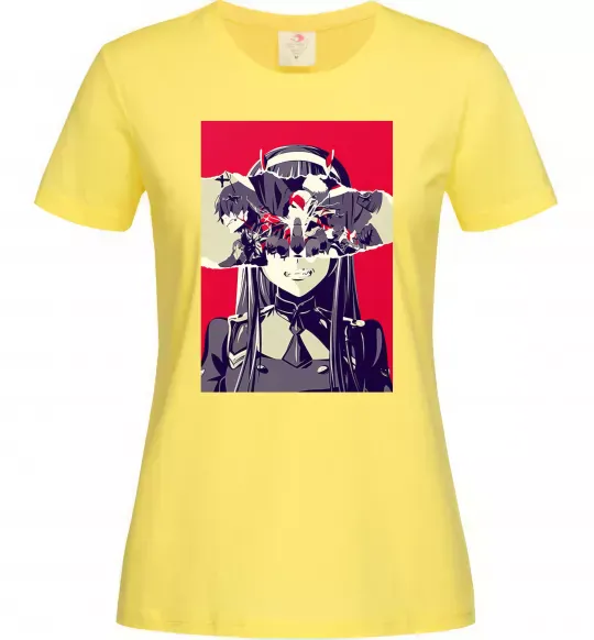 Женская футболка Darling in the Franxx poster Лимонный фото