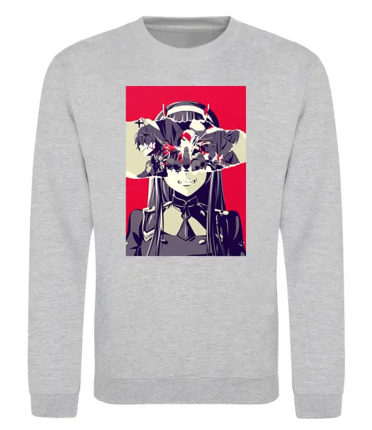 Світшот Darling in the Franxx poster Сірий меланж фото