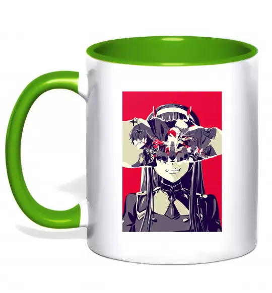 Чашка с цветной ручкой Darling in the Franxx poster Зеленый фото