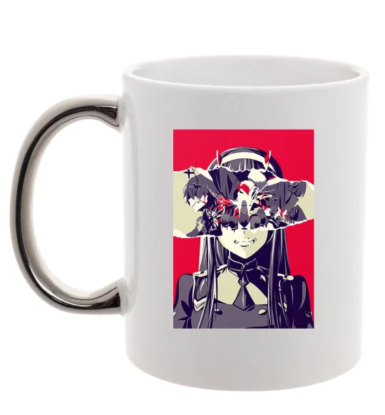 Чашка с цветной ручкой Darling in the Franxx poster Серебро фото