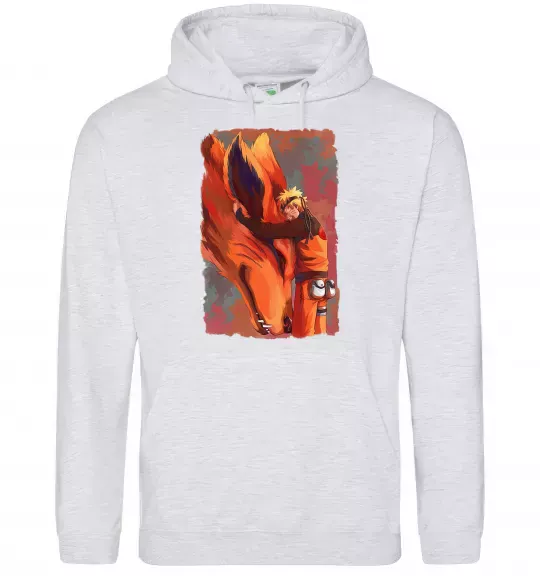 Мужская толстовка (худи) Naruto print Серый меланж фото
