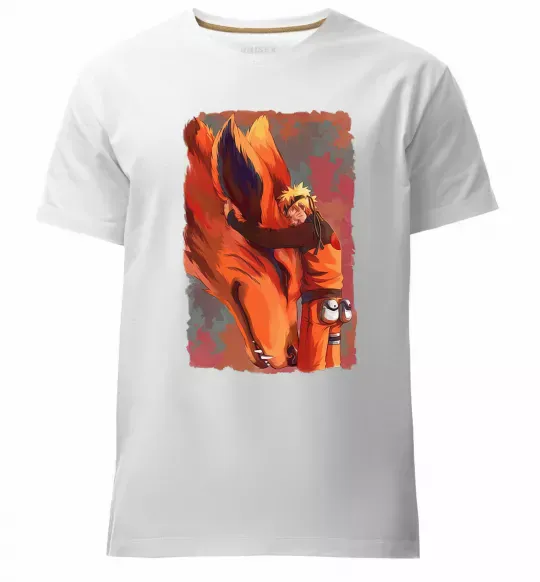 Мужская премиум футболка Naruto print Белый фото