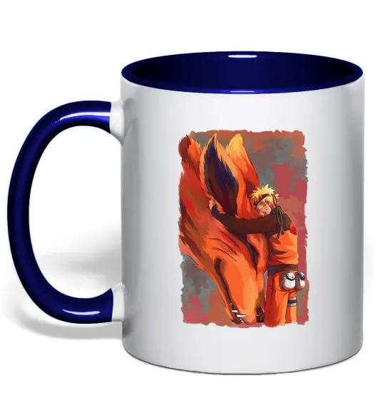 Чашка з кольоровою ручкою Naruto print Глибокий темно-синій фото