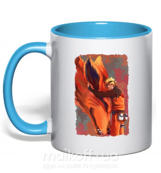 Чашка с цветной ручкой Naruto print Голубой фото