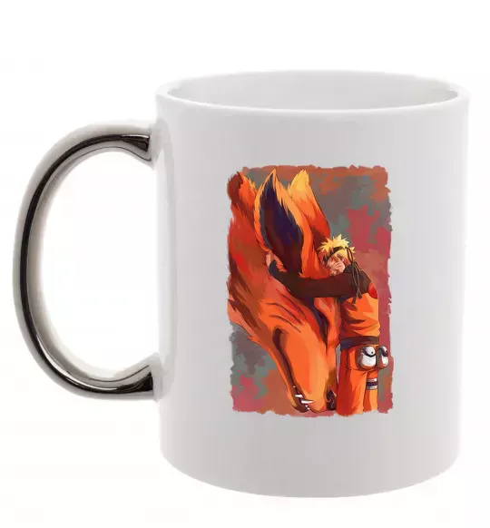 Чашка з кольоровою ручкою Naruto print Срібло фото