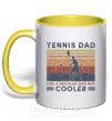 Чашка з кольоровою ручкою Tennis dad like a regular dad but cooler Сонячно жовтий фото