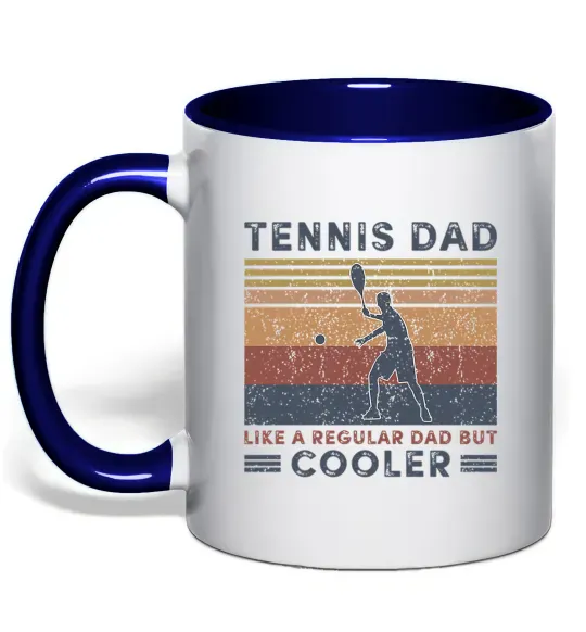 Чашка с цветной ручкой Tennis dad like a regular dad but cooler Глубокий темно-синий фото