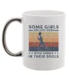 Чашка с цветной ручкой Some girls are just born with tennis in their souls Серебро фото