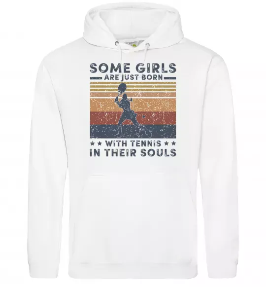 Женская толстовка (худи) Some girls are just born with tennis in their souls Белый фото