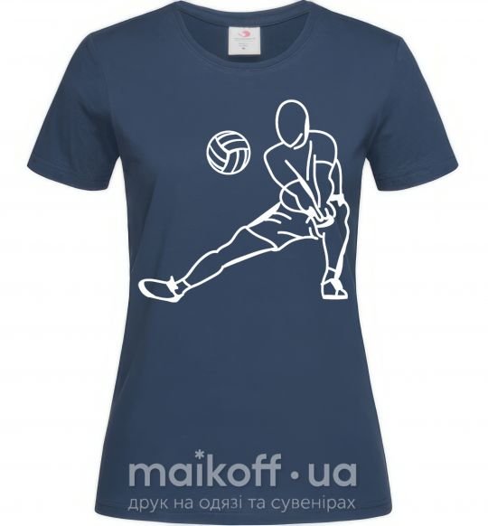 Жіноча футболка Фигура волейболиста Темно-синій фото