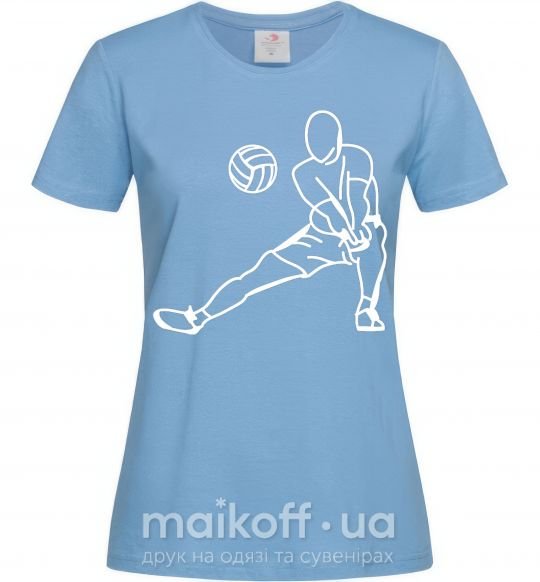 Женская футболка Фигура волейболиста Голубой фото