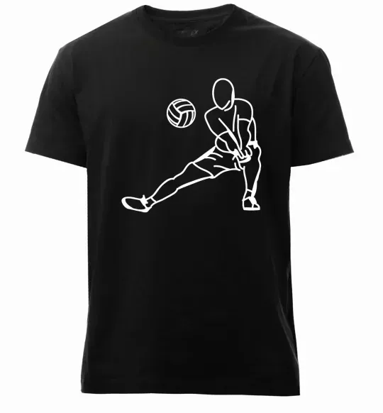 Мужская премиум футболка Фігура волейболіста Черный фото