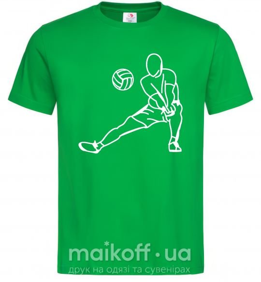 Мужская футболка Фигура волейболиста Зеленый фото