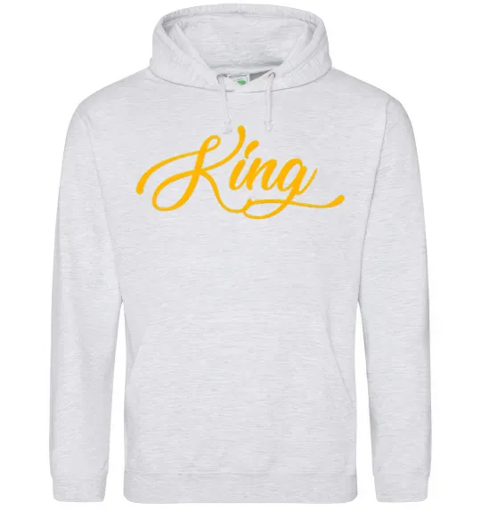 Мужская толстовка (худи) King yellow Серый меланж фото