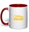 Чашка с цветной ручкой Birthday squad Красный фото