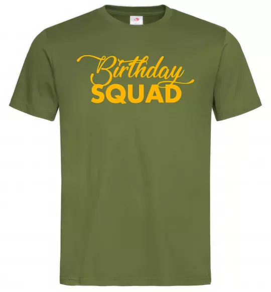 Мужская футболка Birthday squad Оливковый фото