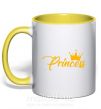 Чашка с цветной ручкой Princess crown Солнечно желтый фото