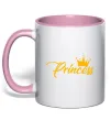Чашка с цветной ручкой Princess crown Нежно розовый фото