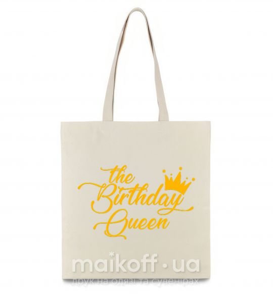 Эко-сумка The birthday queen Бежевый фото