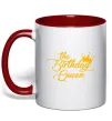 Чашка с цветной ручкой The birthday queen Красный фото