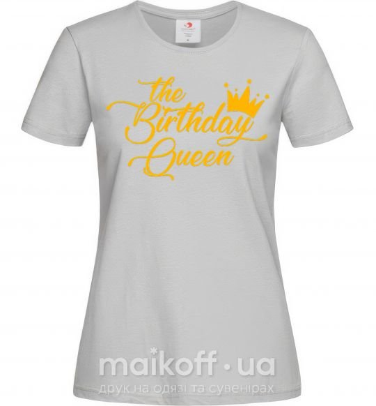 Жіноча футболка The birthday queen Сірий фото