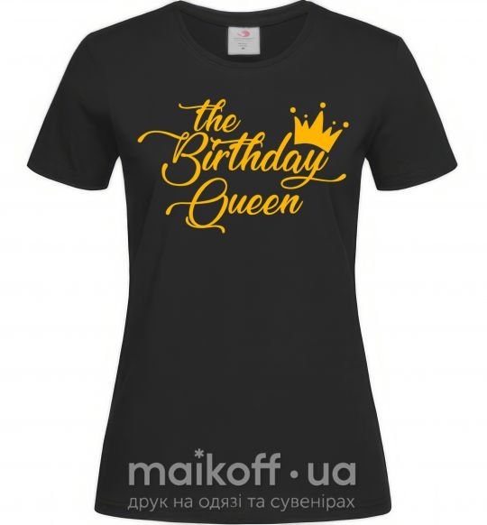 Жіноча футболка The birthday queen Чорний фото