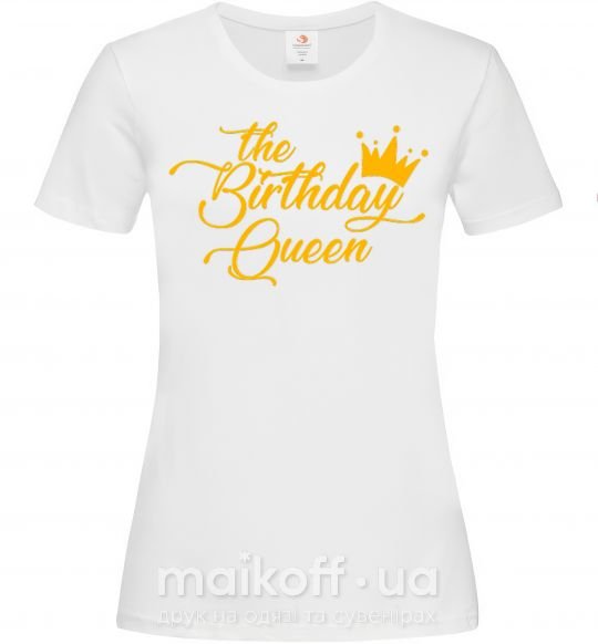 Жіноча футболка The birthday queen Білий фото