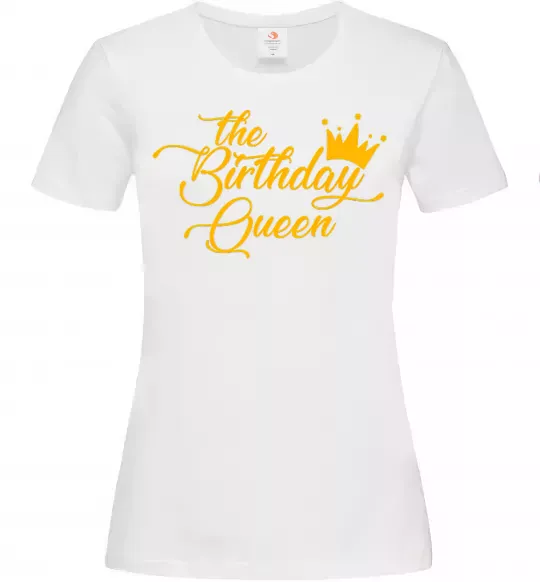 Жіноча футболка The birthday queen Білий фото