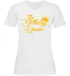 Жіноча футболка The birthday queen Білий фото