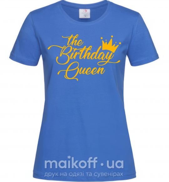 Жіноча футболка The birthday queen Яскраво-синій фото