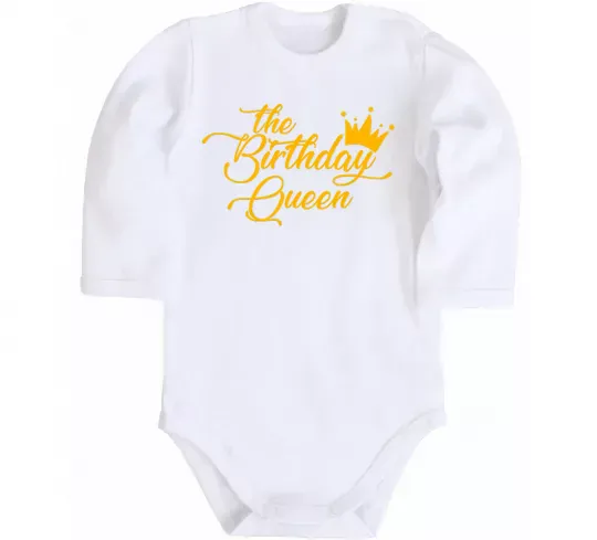 Детский боди The birthday queen Белый фото