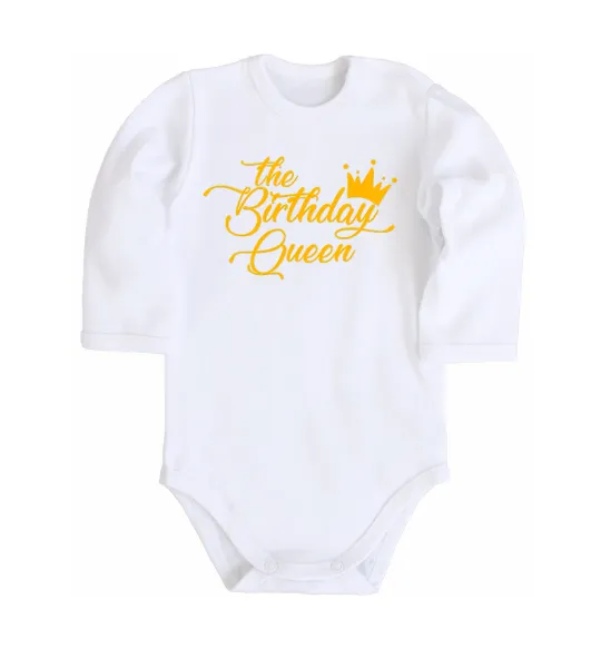 Дитячий бодік The birthday queen Білий фото